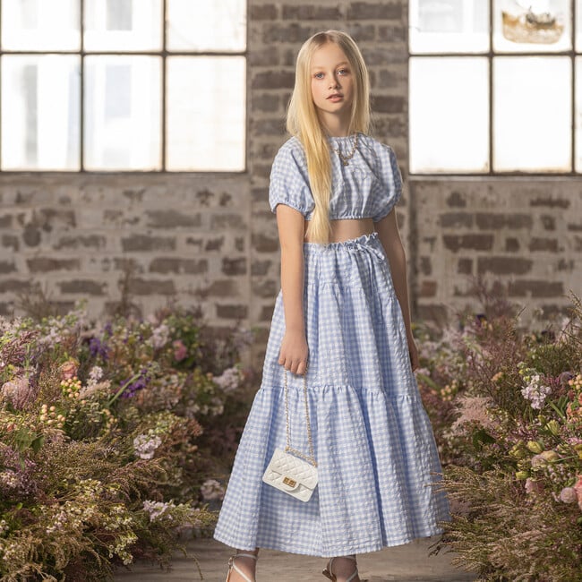 Greta Gingham Top, Sky Blue - Blouses - 3