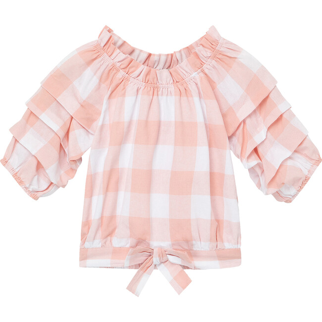 Gathered Gingham Top, Pink
