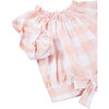 Gathered Gingham Top, Pink - Blouses - 3