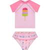 Popsicle Rashguard Swim Set, Pink - Rash Guards - 1 - thumbnail