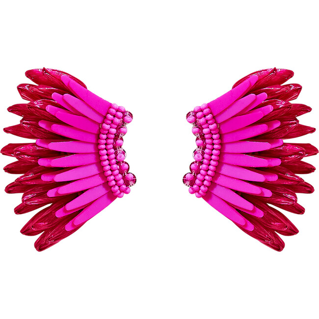 Mini Madeline Raffia Earrings, Magenta