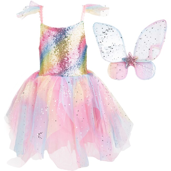 Rainbow Fairy Dress & Wings Size 5-6