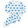 Long John Pajama Set, Blue Hearts - Pajamas - 1 - thumbnail