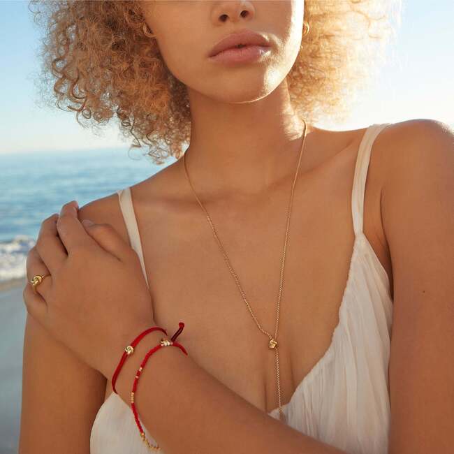 Women's Knot Lariat Necklace, Gold - Necklaces - 2