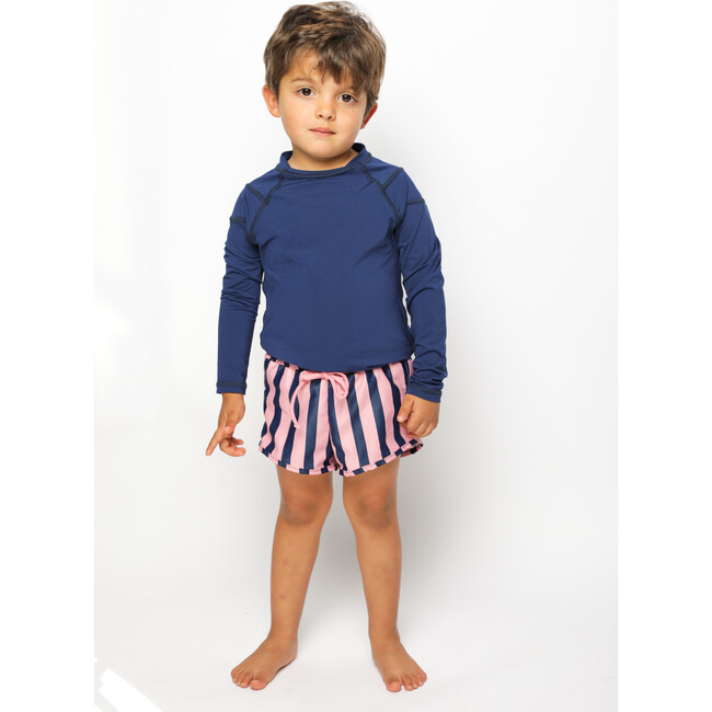 Boy Short Swim Trunks, Rose Blue - Swim Trunks - 2