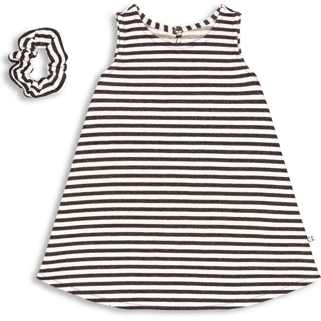 The Millie Dress with Scrunchie, Oatmeal/Stripe - Play Dresses - 1