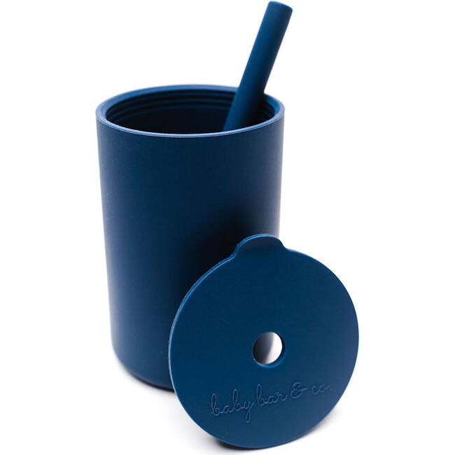 Silicone Cup with Straw,  Navy - Sippy Cups - 1