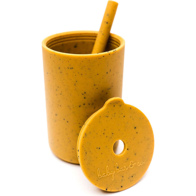 Silicone Cup with Straw,  Oak Bull Speckled