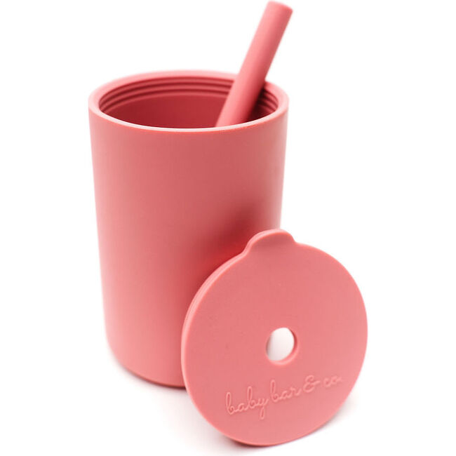 Silicone Cup with Straw,  Dusty Rose