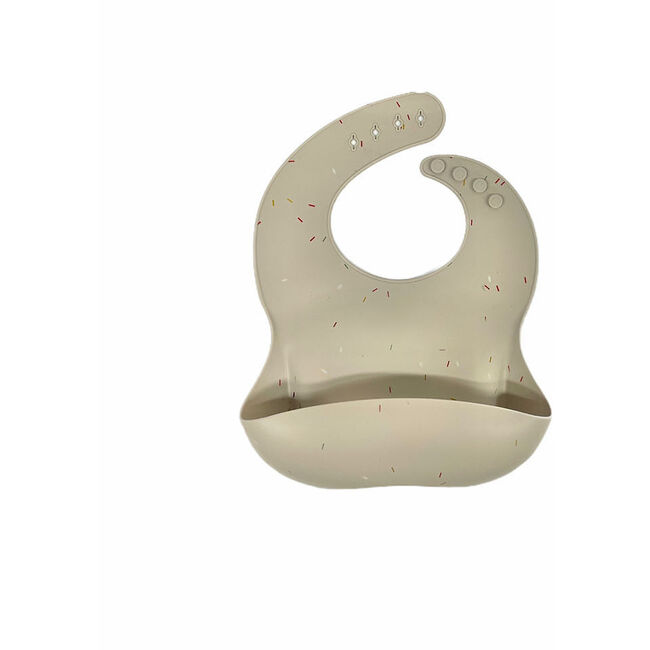 Silicone Bib, Taupe Confetti - Bibs - 1