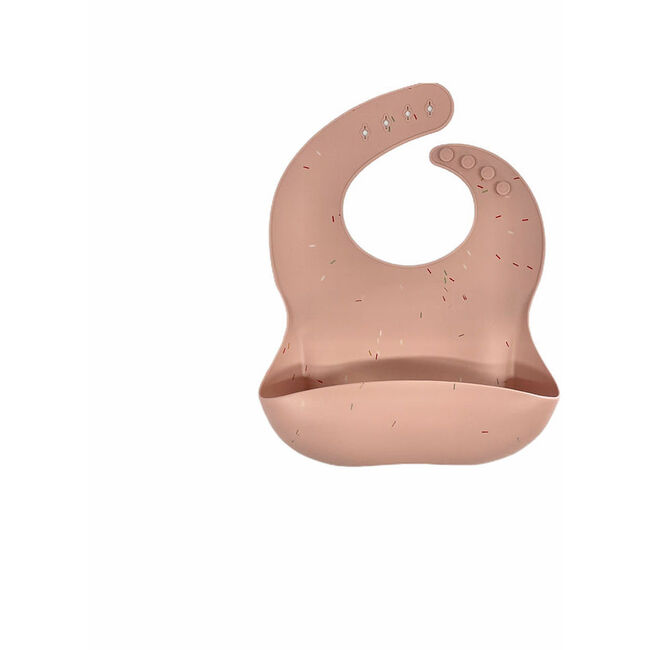 Silicone Bib, Misty Rose Confetti - Bibs - 1