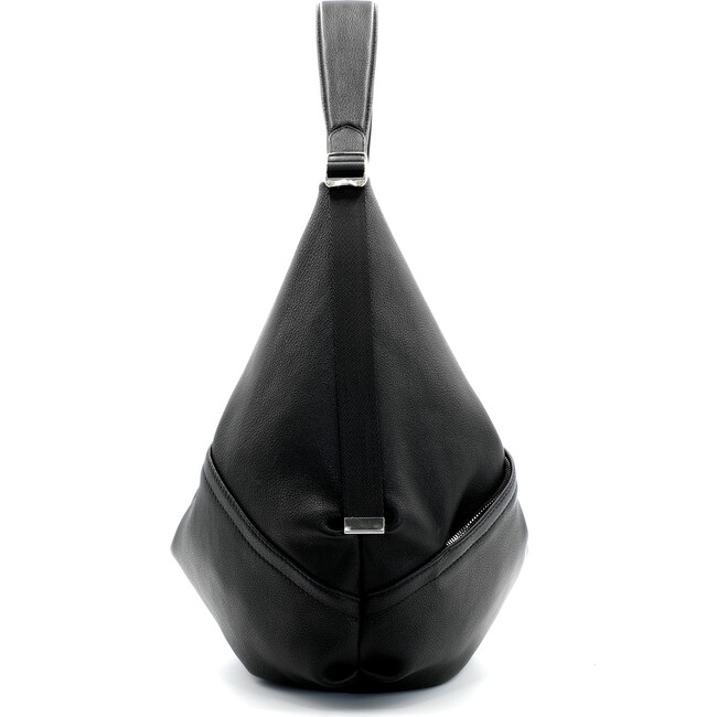 Leather Hammock Bag, Black - Bags - 3