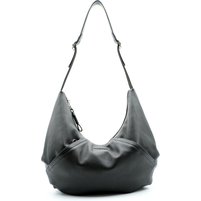 Leather Hammock Bag, Black - Bags - 4