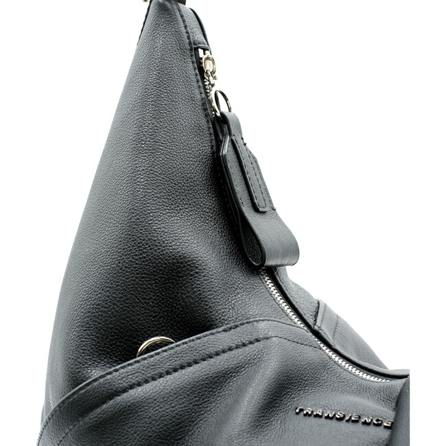 Leather Hammock Bag, Black - Bags - 5