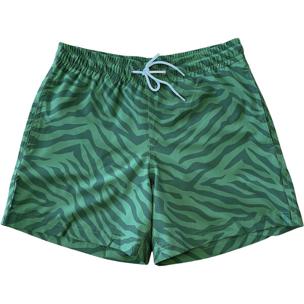 Men's Cole Boardies, Green Zebra - Swim Trunks - 1