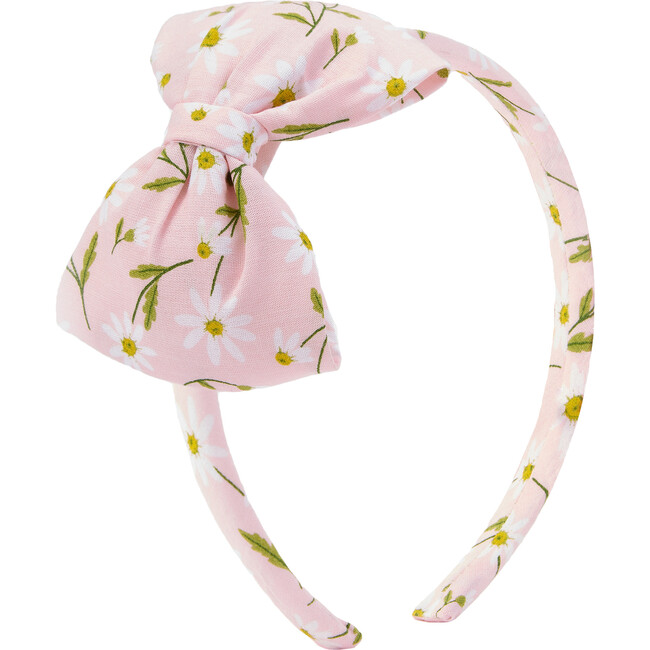 Pink Daisy Bow Headband, Pink Daisy