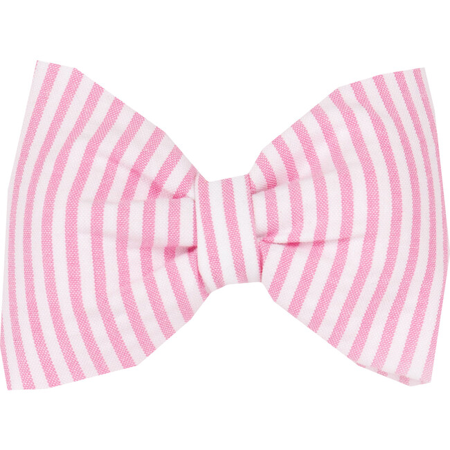 Seersucker Pink Stripe Hair Bow, Pink Stripe