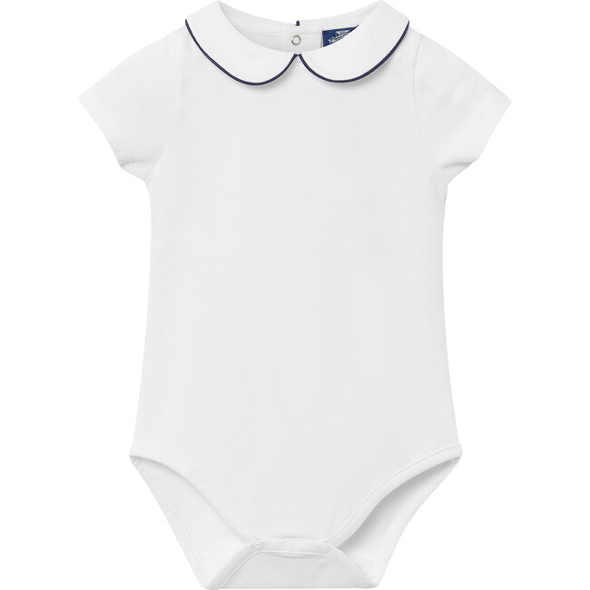 Little Milo Piped Body Ss, White and Navy
