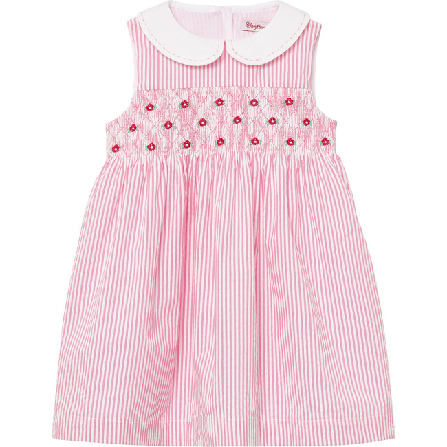 Little Leonore Smocked Dress, Pink Stripe - Trotters London Exclusives ...