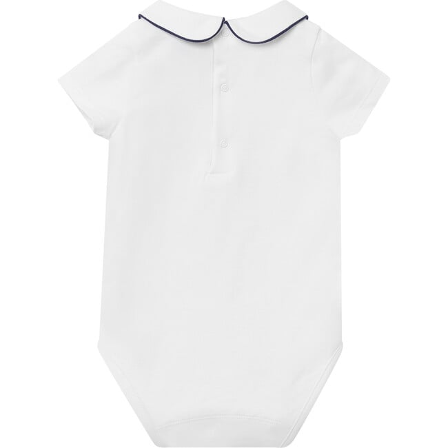 Little Milo Piped Body Ss, White and Navy - Onesies - 2