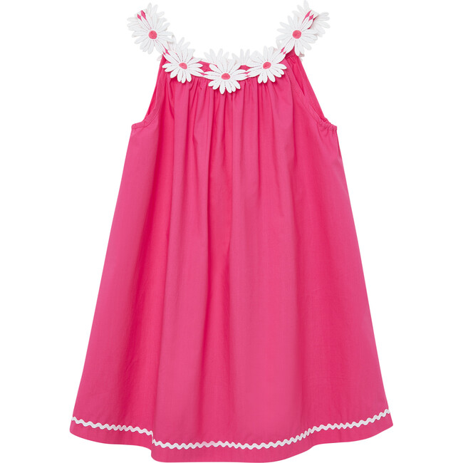 Broderie Daisy Dress, Bright Pink - Dresses - 1