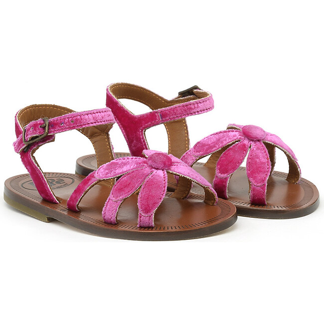 Velvet Sandals, Pink - Sandals - 1