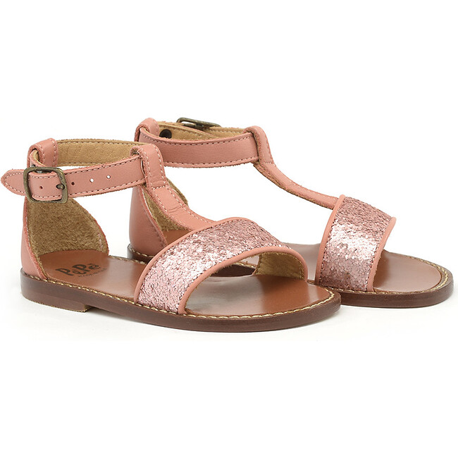 Ankle Strap Sandals, Glitter Pink