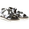 Crossover Band Sandals, Silver - Sandals - 1 - thumbnail