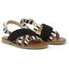 Crossover Band Sandals, Black - Sandals - 1 - thumbnail