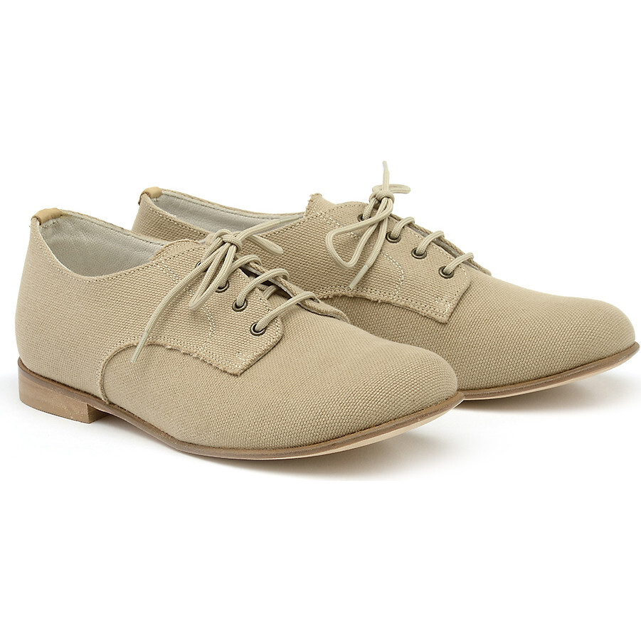 Lace-Up Shoes, Beige - Lace-Ups - 1