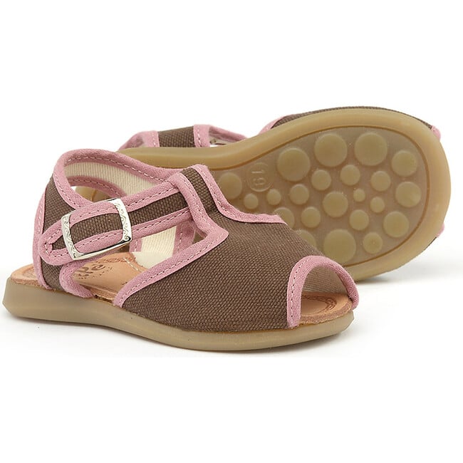 Baby Button Strap Sandals, Brown - Sandals - 2