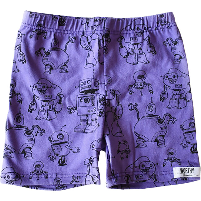 Robots Biker Shorts, Purple