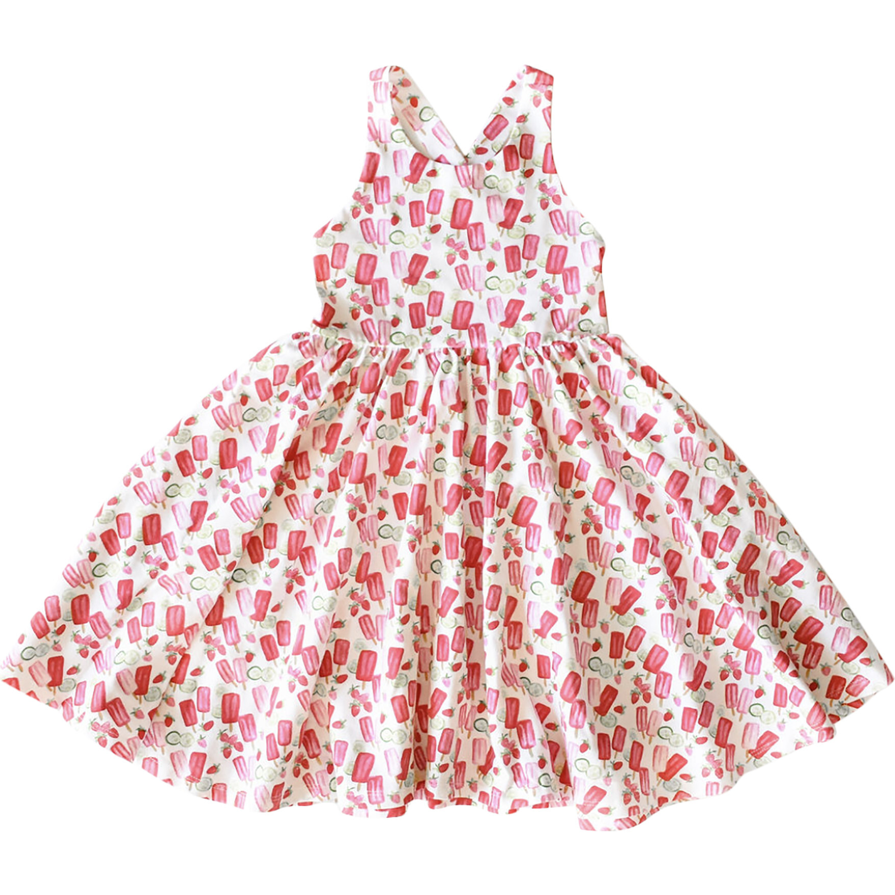 Cross Back Twirly Dress in Popsicles, Multi - Dresses - 1