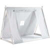 Kid's Tent Twin Floor Bed, White Frame/Grey Tent - Beds - 1 - thumbnail