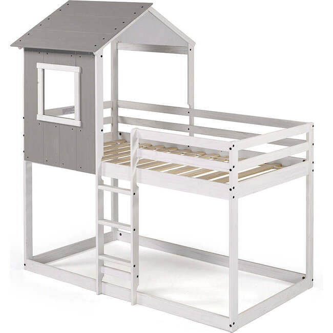 Tree House Bunk Bed, Rustic Dark Grey/White Frame - Beds - 1