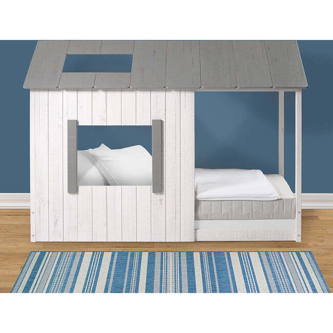 Kid's House Twin Bed, White Wall & Frame/Grey Roof - Beds - 3