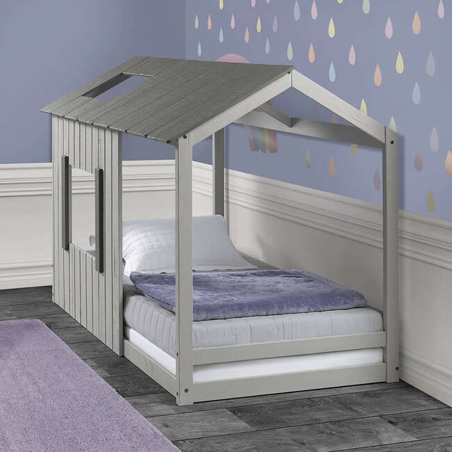 Kid's House Twin Bed, Dark Grey Roof/Light Grey Walls - Beds - 4