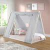 Kid's Tent Twin Floor Bed, White Frame/Grey Tent - Beds - 4