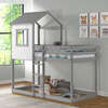Tree House Bunk Bed, Rustic White Wall/Light Grey Roof & Frame - Beds - 3