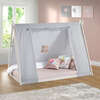 Kid's Tent Twin Floor Bed, White Frame/Grey Tent - Beds - 5
