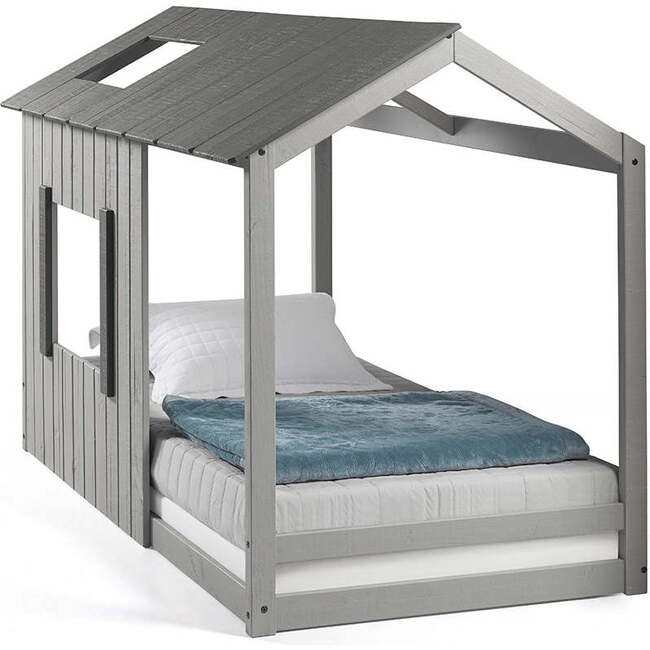 Kid's House Twin Bed, Dark Grey Roof/Light Grey Walls - Beds - 6