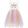 Unicorn Rainbow Dress, White - Dresses - 1 - thumbnail