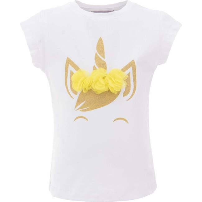 Yellow Tulle Unicorn T-Shirt, White