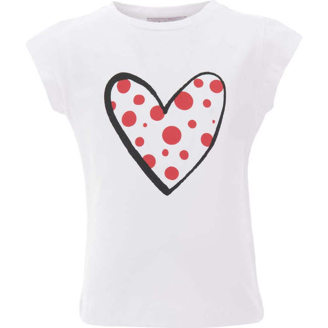 Polka Dot Heart T-Shirt, White
