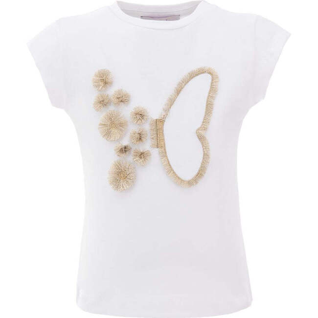 Gold Butterfly Graphic T-Shirt, White