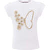 Gold Butterfly Graphic T-Shirt, White - T-Shirts - 1 - thumbnail