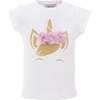 Pink Tulle Unicorn T-Shirt, White - T-Shirts - 1 - thumbnail