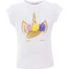 Multicolor Tulle Unicorn T-Shirt, White - T-Shirts - 1 - thumbnail