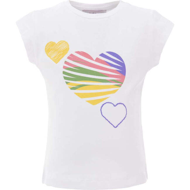 3 Heart Rainbow T-Shirt, White