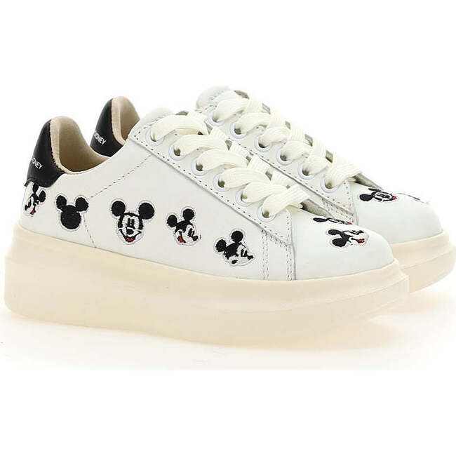 Mickey Embroidered Platform Sneakers, White - Sneakers - 1